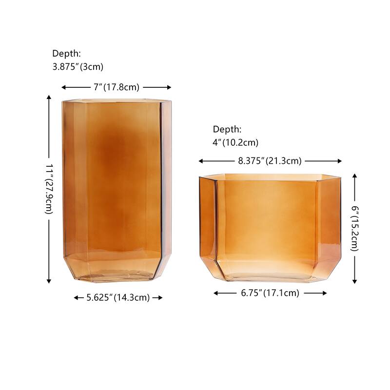 SAFAVIEH Home Noreno Modern Hexagon Glass Vase Set of 2