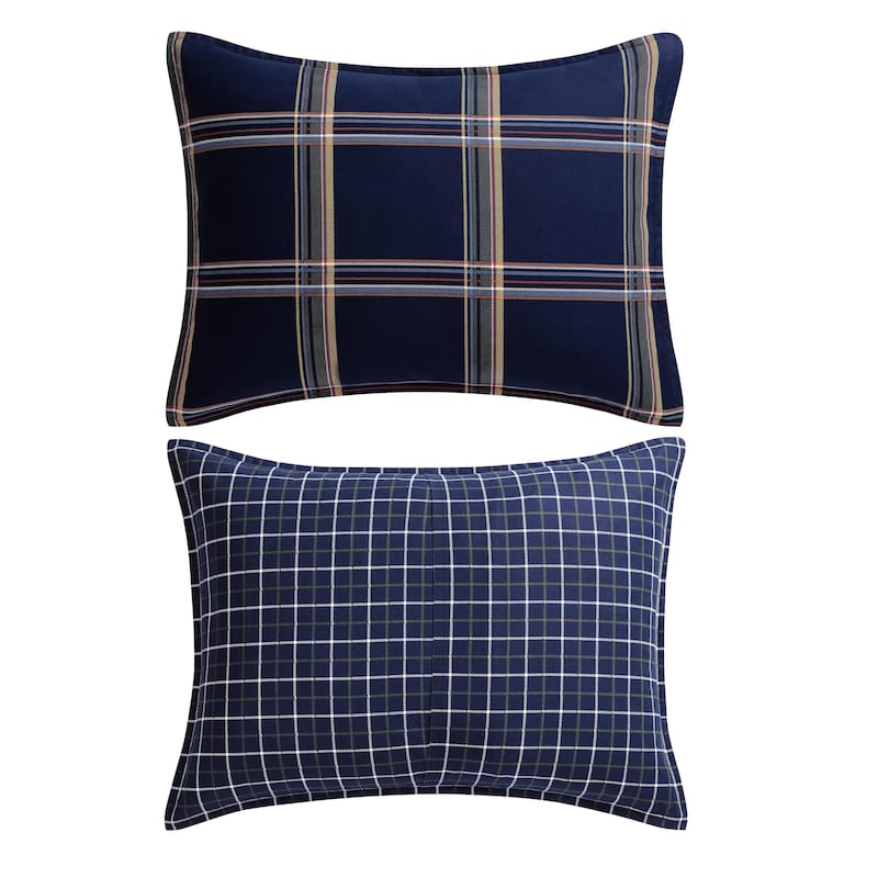 Tommy Hilfiger Beacon Plaid Cotton Reversible Blue Duvet Cover Set