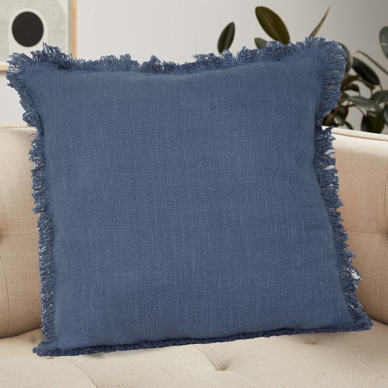 Hidalgo Solid Fringed Throw Pillow by Sevita