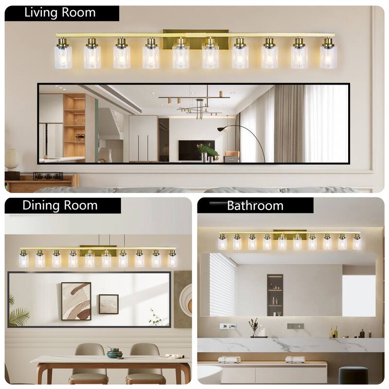 10-Light Vanity Lights for Mirror, 52 inch Modern Bathroom Wall Lighting for Bedroom, Living Room