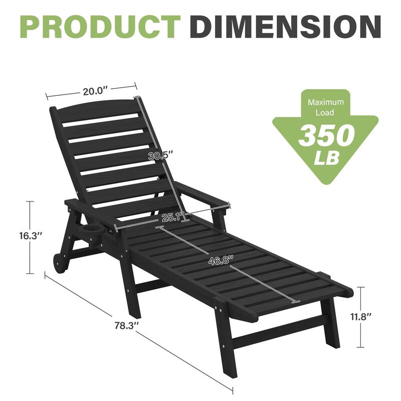 HDPE Frame Adjustable Backrest Patio Lounge Chair