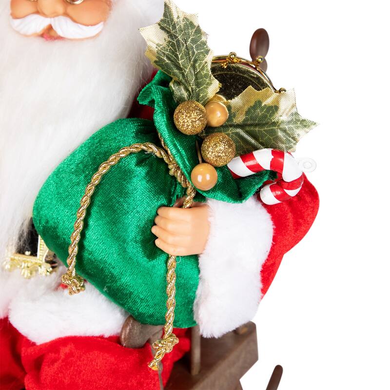 Animated Musical Santa in Rocking Chair Christmas Decoration - 14"