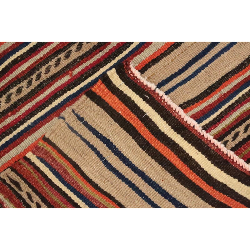 Hand Woven Oriental 100% Wool Carpet Southwestern Geometric Multi-Colored Kilim Area Rug - 8' 0'' X 5' 2''