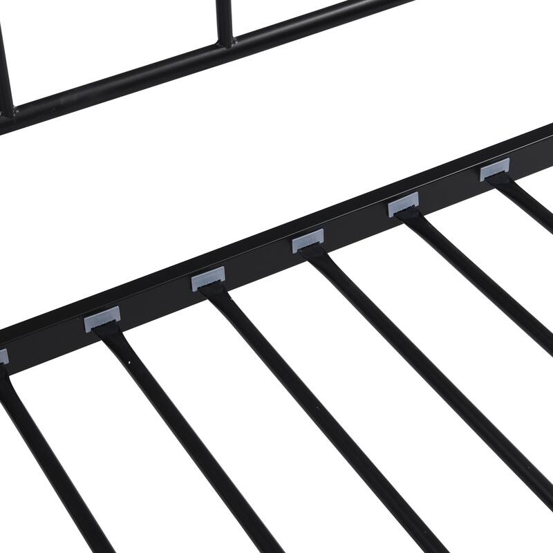 Metal Daybed Frame with Trundle Twin Size Heavy Duty Steel Slats Support Platform Furniture