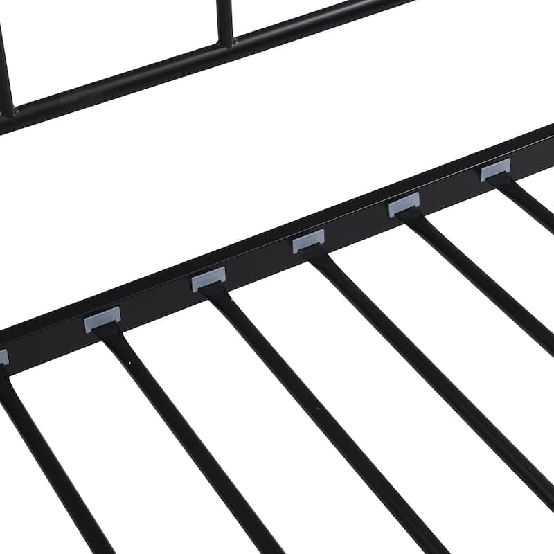 Modern Black Daybed with Trundle - Space Saving Steel Frame, No Box Spring Needed, 350 LBS Capacity