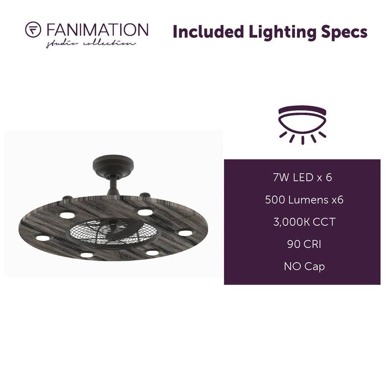 Fanimation Studio Collection Dex 12 inch Matte Griege Fandelier Ceiling Fan With LED Lights and Remote