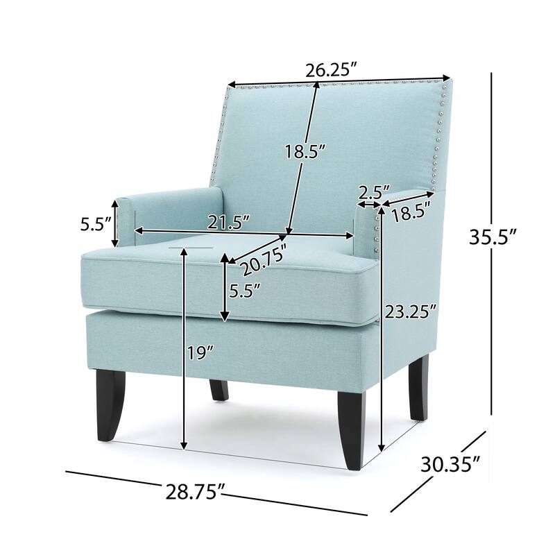 Roomfitters Upholstered Club Chair with Nailhead Trim, Modern Accent Armchair Featuring Cushioned Seat