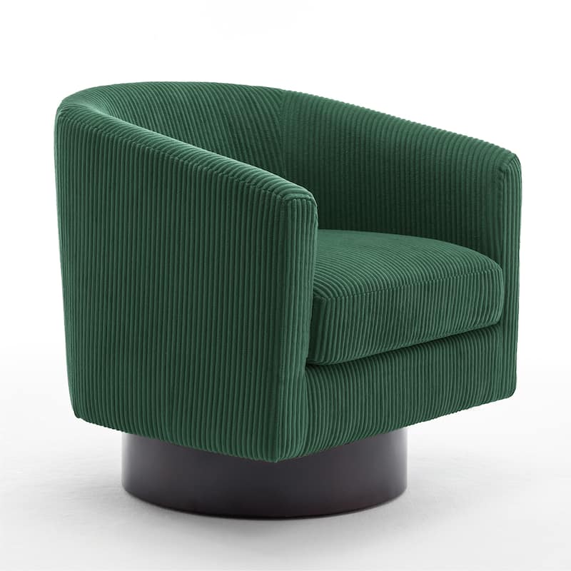 Modern 360° Swivel Corduroy Accent Chair Barrel Armchair