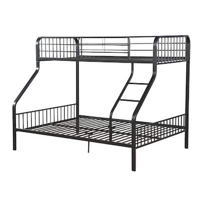 Twin XL over Queen Metal Bunk Bed with Built-in Ladder and 22-Slat Support System
