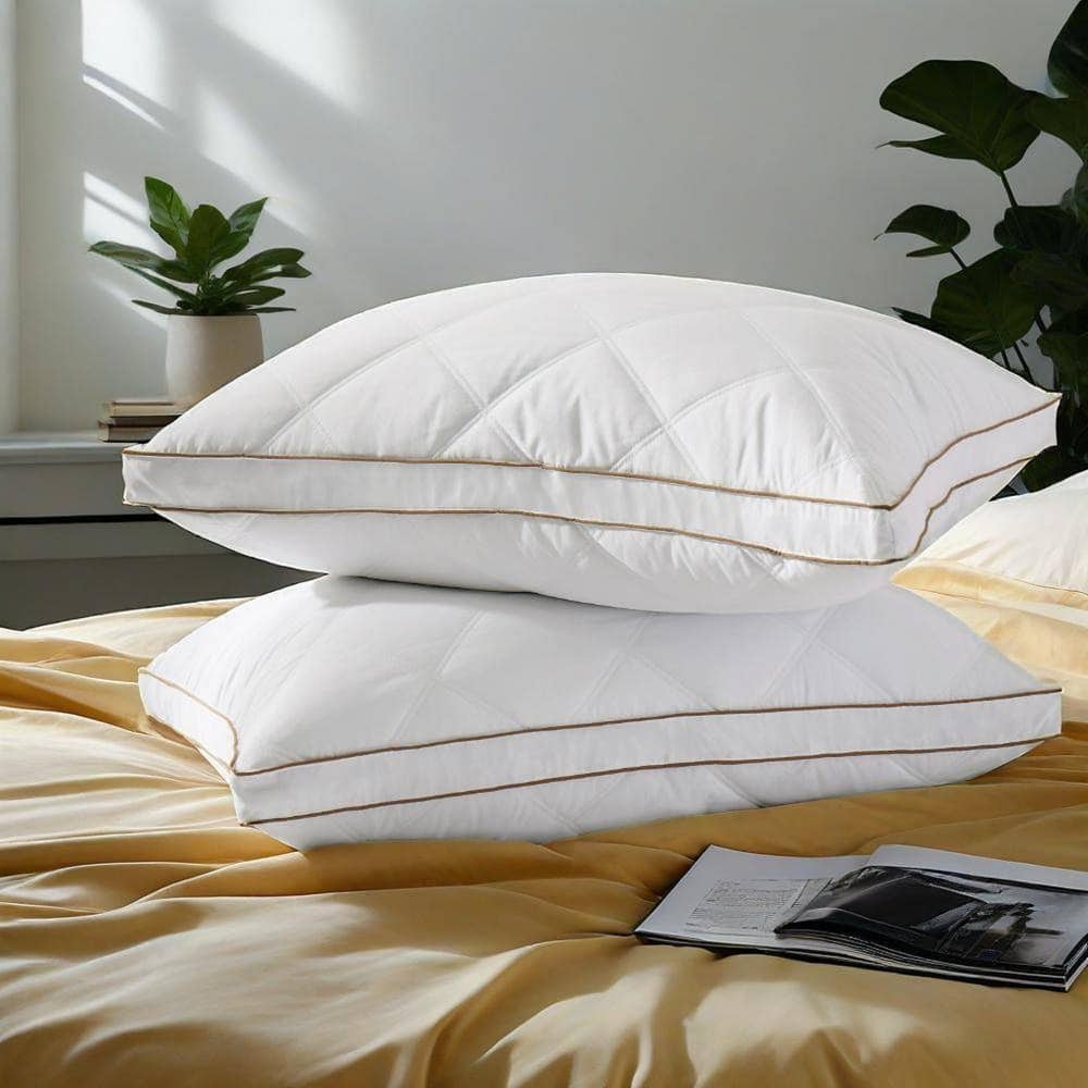 Medium-Firm 2-inch Gusset Feather and Down Pillows Set of 2