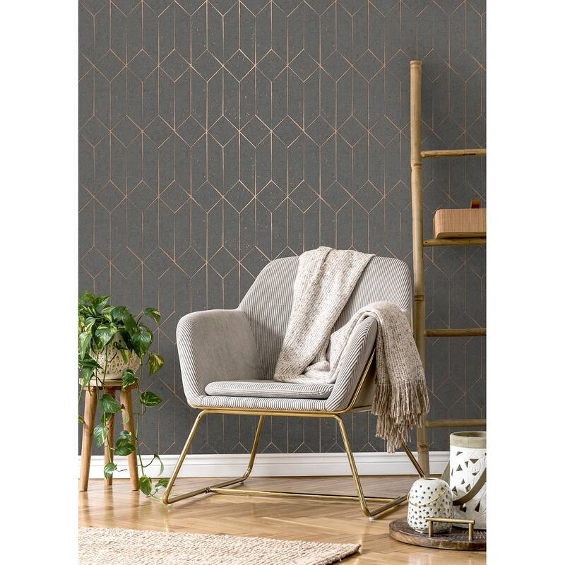 Advantage Hayden Charcoal Concrete Trellis Wallpaper