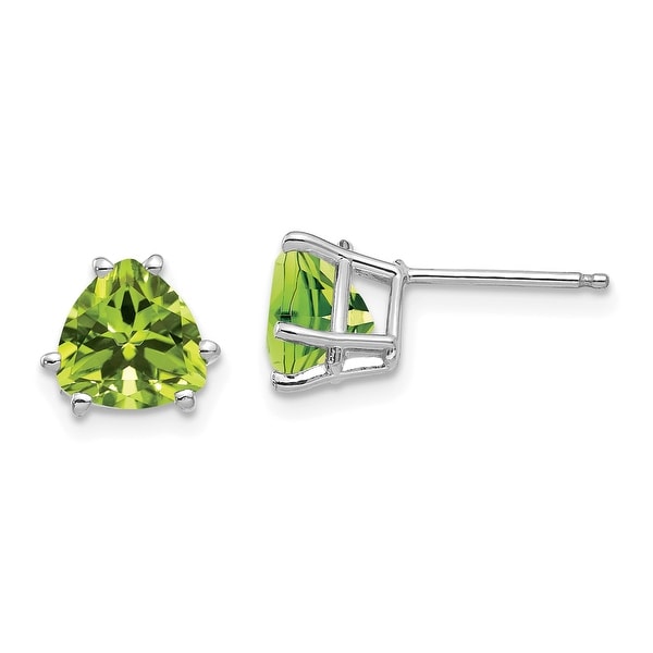 14K White Gold Peridot Trillion Stud Earrings by Versil. Opens flyout.