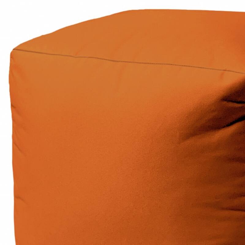 HomeRoots 17" Cool Orange Solid Color Indoor Outdoor Pouf Ottoman - 17' X '17' X '17