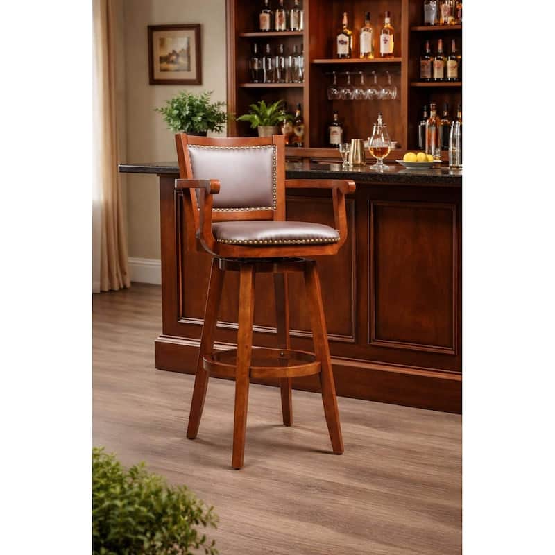 Broadmoor Extra Tall Cherry Brown Swivel Wood Stool - Single - Cherry - Extra Tall