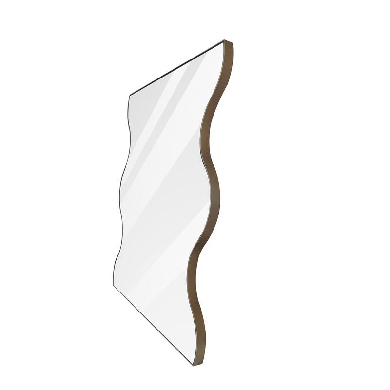 30" x 35" Black/ Gold Rectangular Wall Mount Bathroom Vanity Mirror Vertical and Horizontal Hang