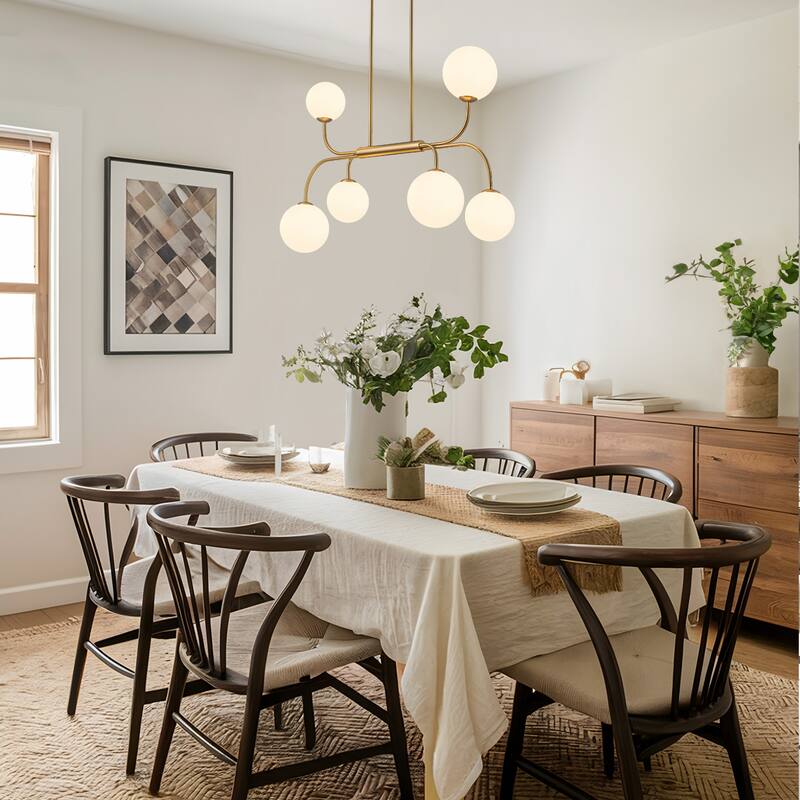 4/6-Light Glass Bubble Dimmable Sputnik Modern Linear Chandelier