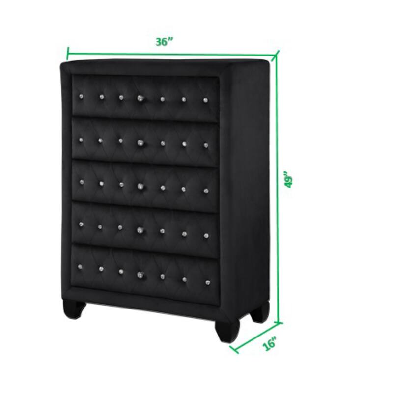 Monica Modern Style Crystal Tufted 4PC/5PC Vanity Bedroom Set Made with Wood