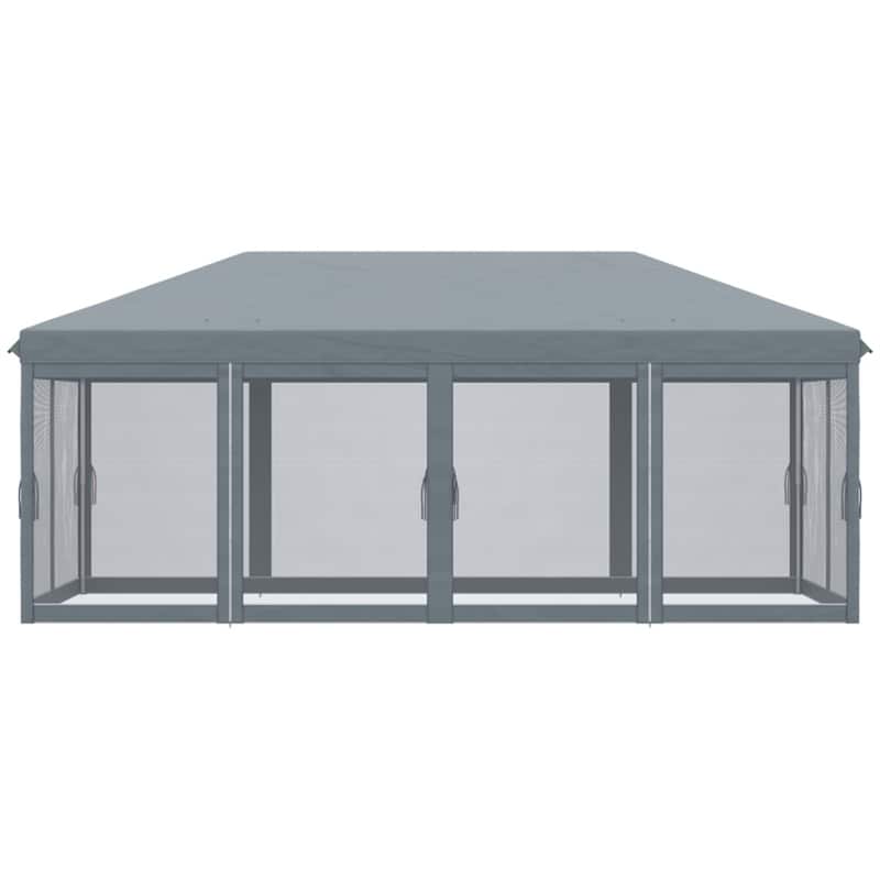 Grey Portable Outdoor UV Protection Pop-Up Canopy Tent with Mesh Sides and Steel Frame - 230.25" L x 116.25" W x 106.25" H