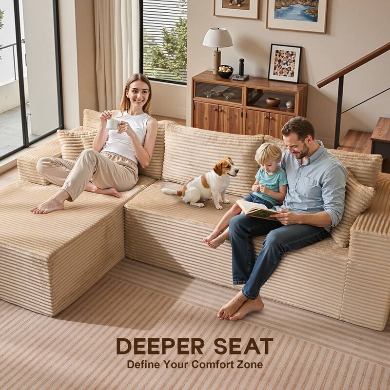 OVIOS All-Foam Plush L-Shaped Sofa​