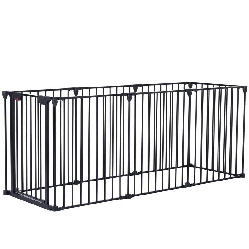 Black Steel 4-in-1 Configurable Safety Gate for Kids and Pets