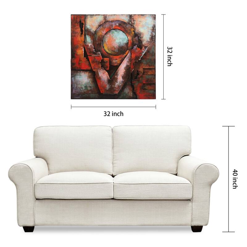"Love" Mixed Media Iron Hand Painted Dimensional Wall Art