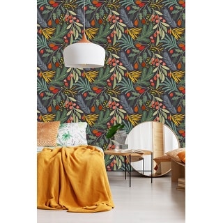 Botanical Background Peel and Stick Wallpaper - Overstock - 32617004