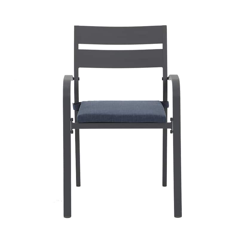 Outdoor Stackable Aluminum Dining Chair with Cushion (Set of 4)