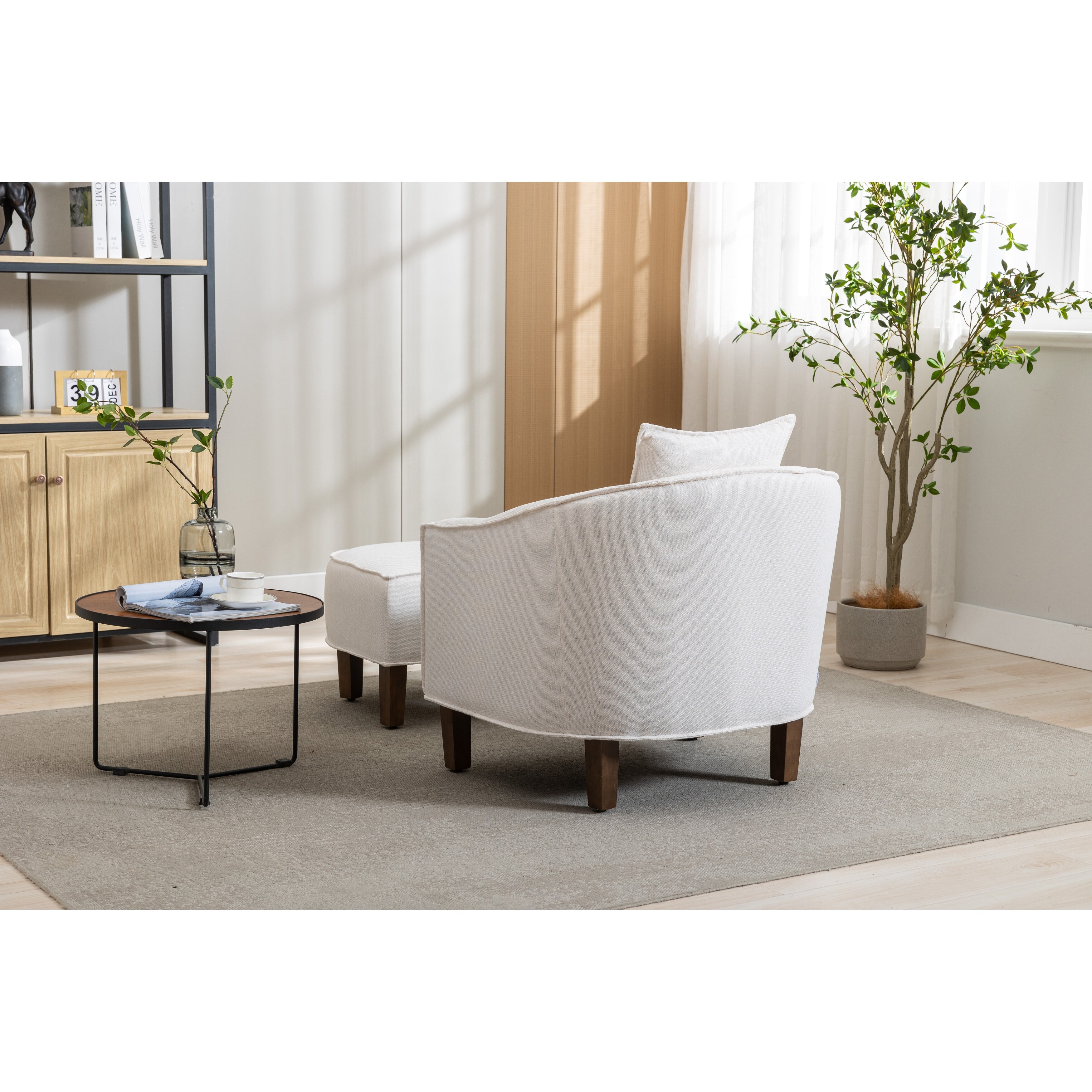 Beige barrel accent chair sale