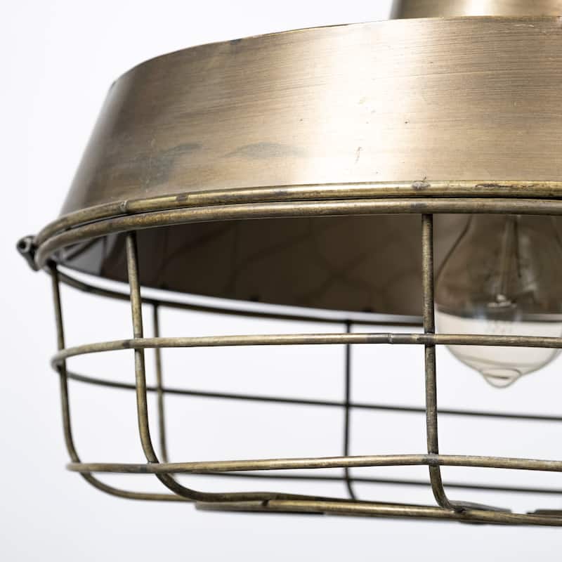Tahla Gold Toned Metal Cage Pendant Light - 14"L x 14"W x 14.5"H
