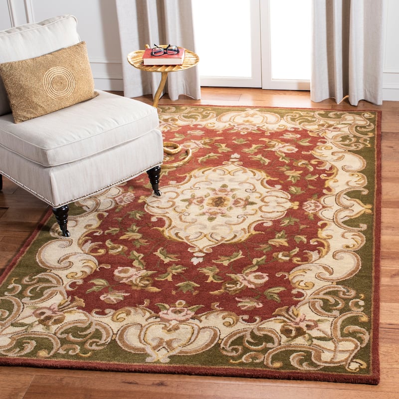 SAFAVIEH Handmade Classic Selvaggia Traditional Oriental Wool Rug - 9'6" x 13'6" - Rust/Green