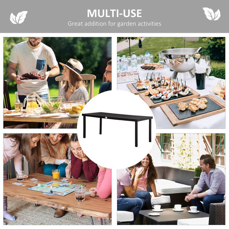 75" x 35" Outdoor Dining table for 8 People, Rectangular Aluminum Frame Garden table with All-Weather Faux Wood Top