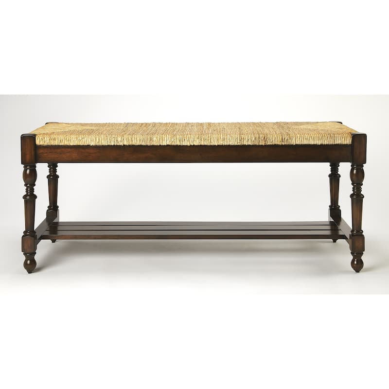 Butler Heritage Wood Bench with Woven Rope Seat