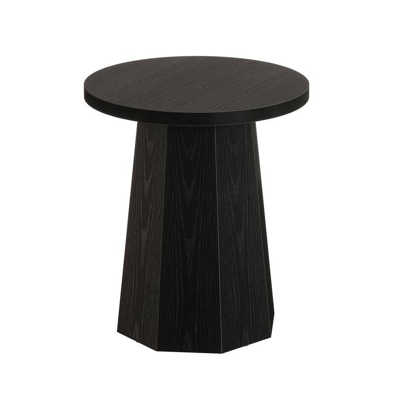 Round End Table, Wooden Couch Side Table, Nightstand Accent Furniture for Living Room, Bedroom
