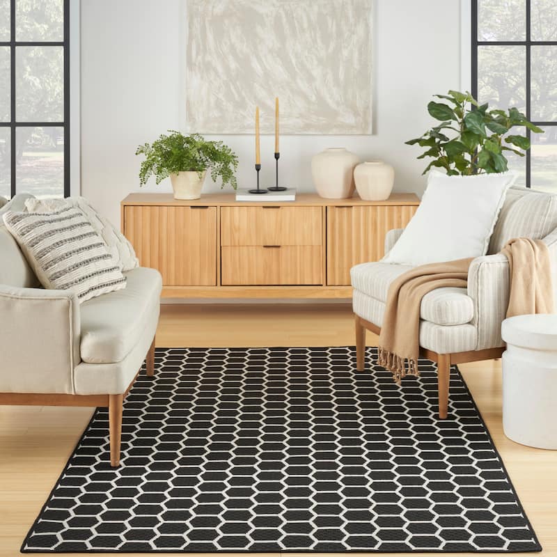 Nourison Reversible Indoor Outdoor Indoor/Outdoor Geometric Area Rug