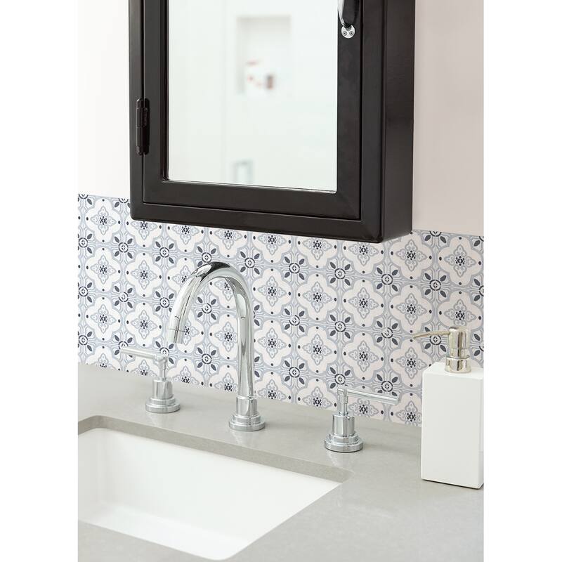WallPops Clover Blue Embossed Peel and Stick Backsplash Tiles