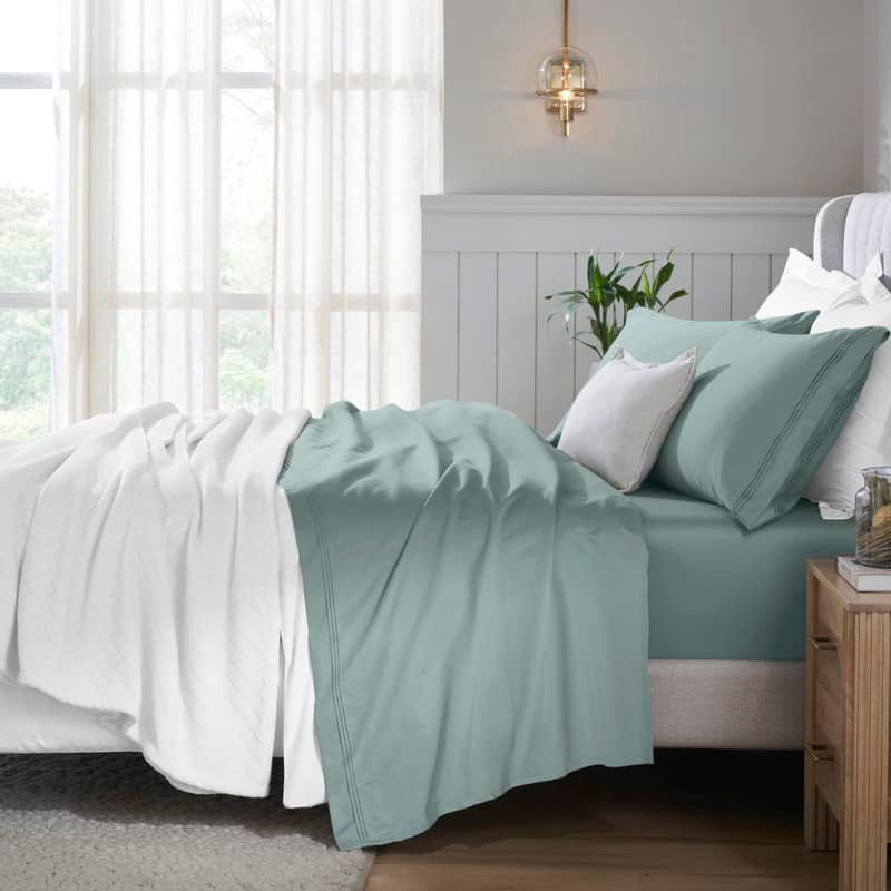 Superior Egyptian Cotton 650 Thread Count Deep Pocket Solid Sheet Set - California King - Teal