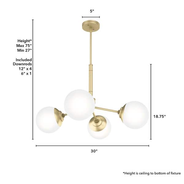 dimension image slide 1 of 9, Hunter Hepburn Chandelier - Dining Room, Entry - Retro/Minimalistic, Sputnik