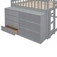 preview thumbnail 17 of 16, Full over Full Bunk Bed with 4 Drawers and 3 Shelves-Gray
