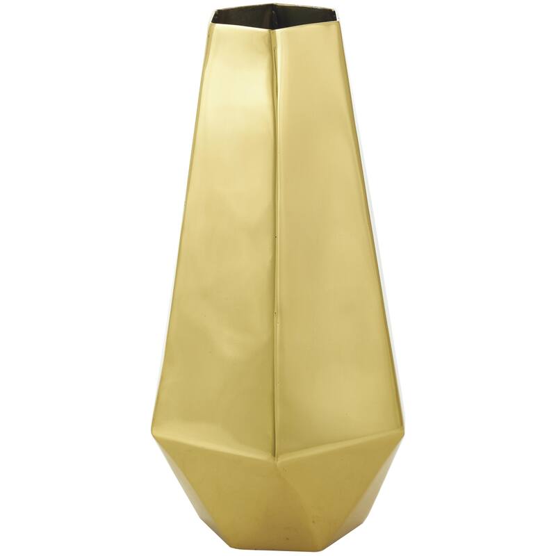 Stainless Steel Metal Geometric Hexagon Shaped Decorative Vase with Varying Heights - Set of 3 Gold - Roche River Decor