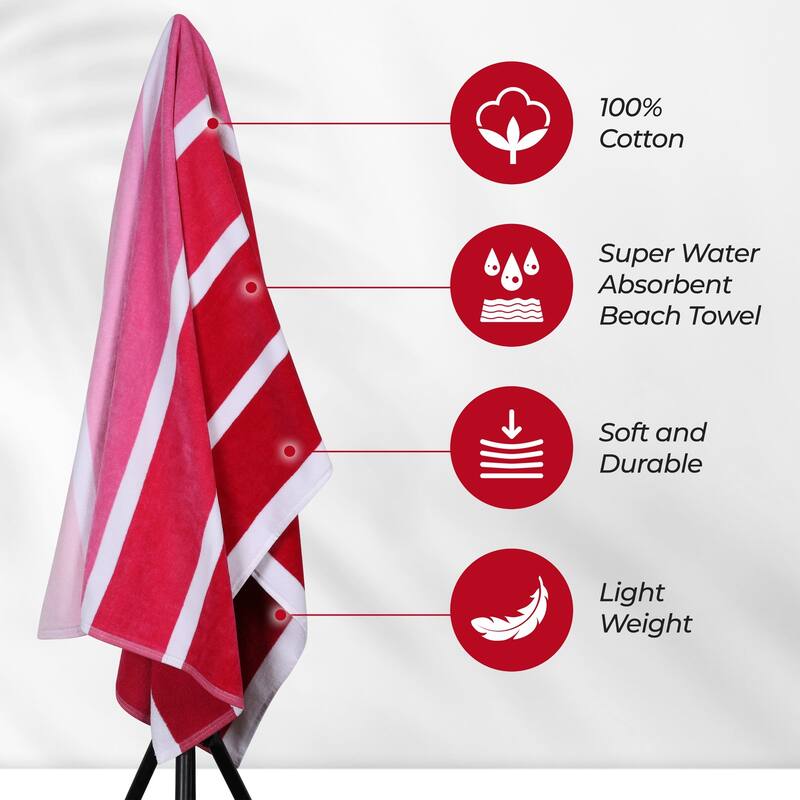 Superior Faded Stripes Cotton Velour Quick-Dry Oversized Beach Towel