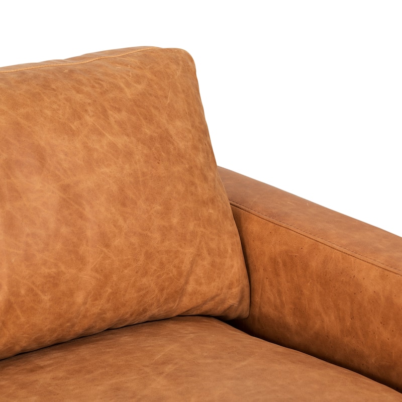 Poly & Bark Zyon 90" Sofa in Cognac Tan - Full Grain Genuine Italian Leather