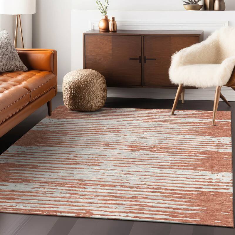 Machine Washable Indoor/ Outdoor Chantille Abstract Ombre Rug