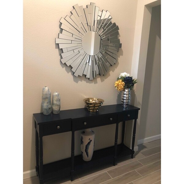 Top Product Reviews For Abbyson Empire Burst Silver Round Wall Mirror 7315975 Overstock