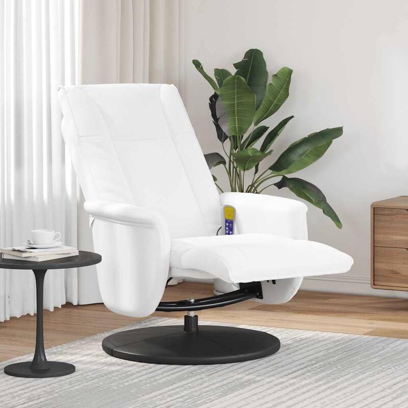vidaXL Massage Recliner Chair Black Faux leather, metal, plywood Standard - White