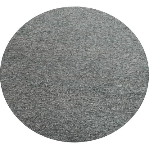 Contemporary Gray Gabbeh Oriental Area Rug Hand-knotted Wool Carpet - 8'0" x 8'0" Round