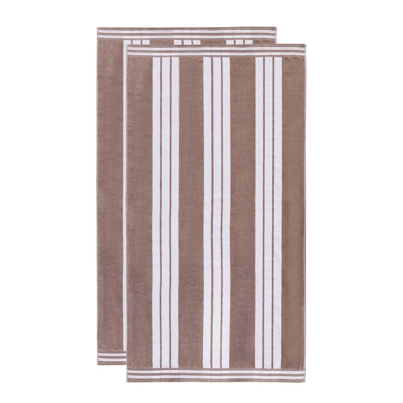 Superior Striped Large Oversized Cotton Beach Towel - Set of 2