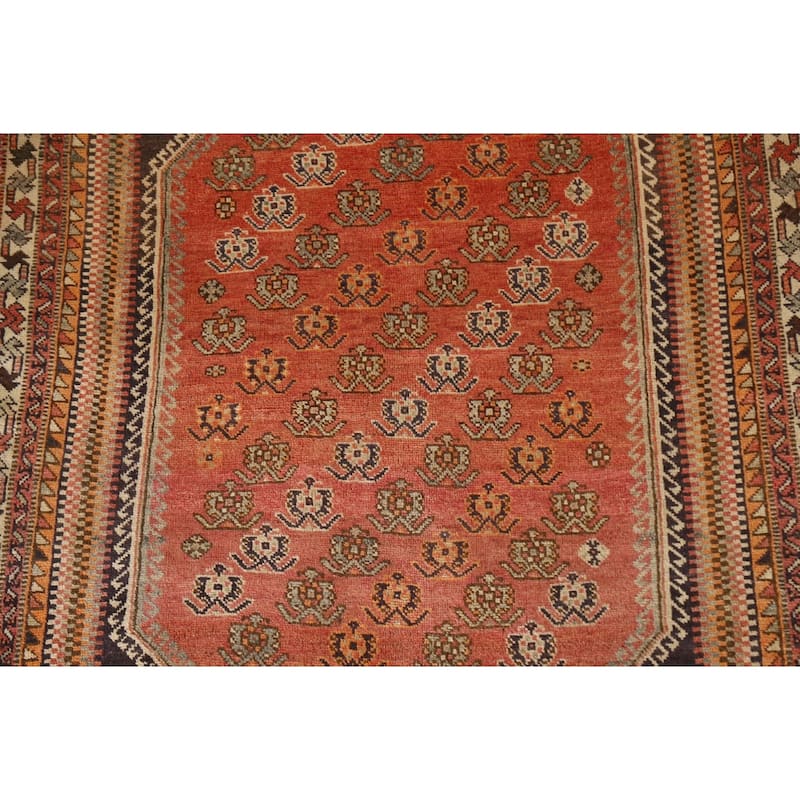 Hand Knotted Oriental 100% Wool Carpet Traditional Geometric Oranges & Rust Shiraz Area Rug - 7' 9'' X 5' 0''