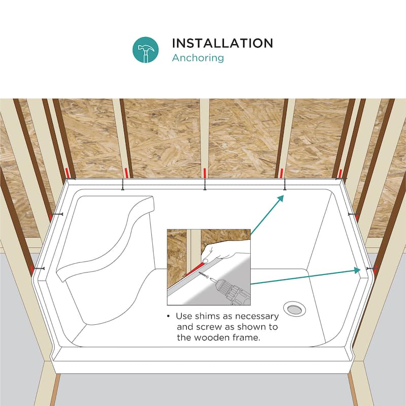 Fine Fixtures Single Threshold Acrylic Non-Slip Shower Base With Seat - 60 x 32