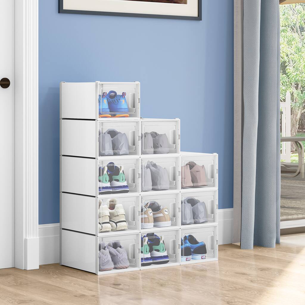 Modern 18 Pair Stackable Shoe Storage Box