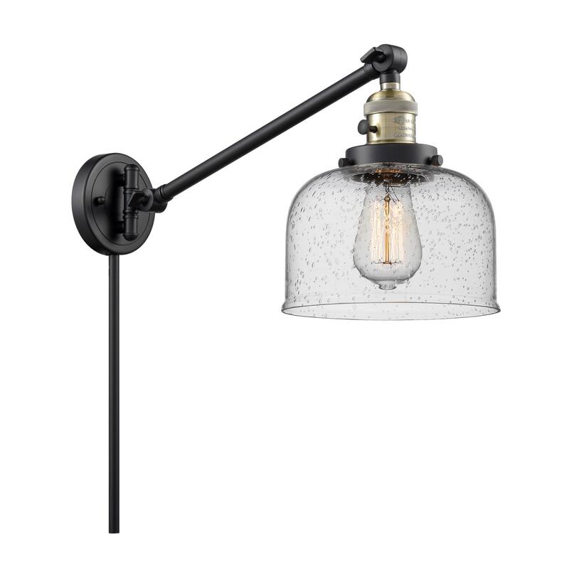 Innovations Lighting Large Bell Single Light 25" Tall Wall Sconce / - Black / Antique Brass / Seedy